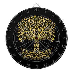 Yellow Celtic Tree Of Life Dartboard