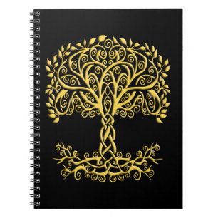 Yellow Celtic Tree Of Life Notebook