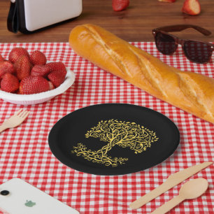 Yellow Celtic Tree Of Life Paper Plate