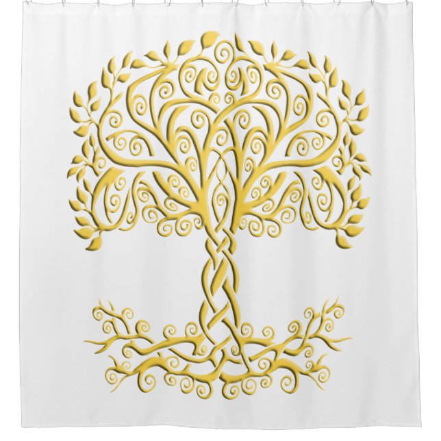 Yellow Celtic Tree Of Life Shower Curtain (Front)