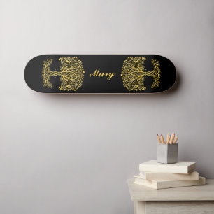 Yellow Celtic Tree Of Life Skateboard