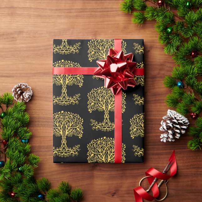 Yellow Celtic Tree Of Life Wrapping Paper (Holiday Gift)
