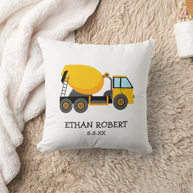Yellow Cement Construction Truck Custom Baby Boy  Cushion (Blanket)