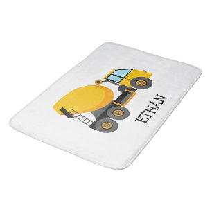 Yellow Cement Construction Truck Custom Child's Bath Mat