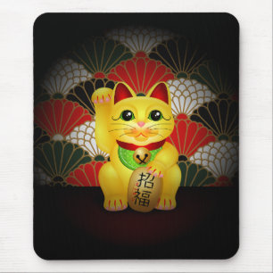 Yellow Ceramic Maneki Neko Mouse Mat
