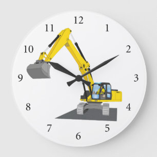 yellow chain excavator large clock