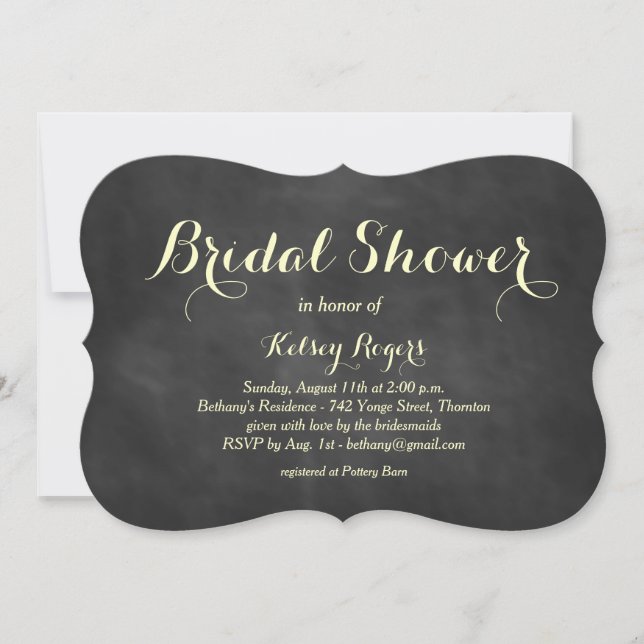 Yellow Chalk Bridal Shower Invitation (Front)