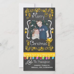 Yellow Chalkboard Merry Christmas Photo Card