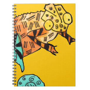 Yellow chameleon reptile art doodle illustration notebook