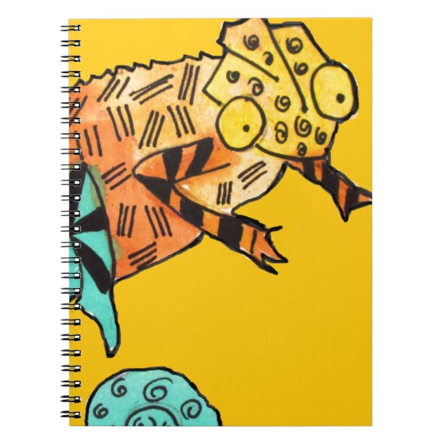 Yellow chameleon reptile art doodle illustration notebook (Front)