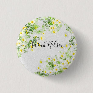  Yellow Chamomile Flowers  3 Cm Round Badge