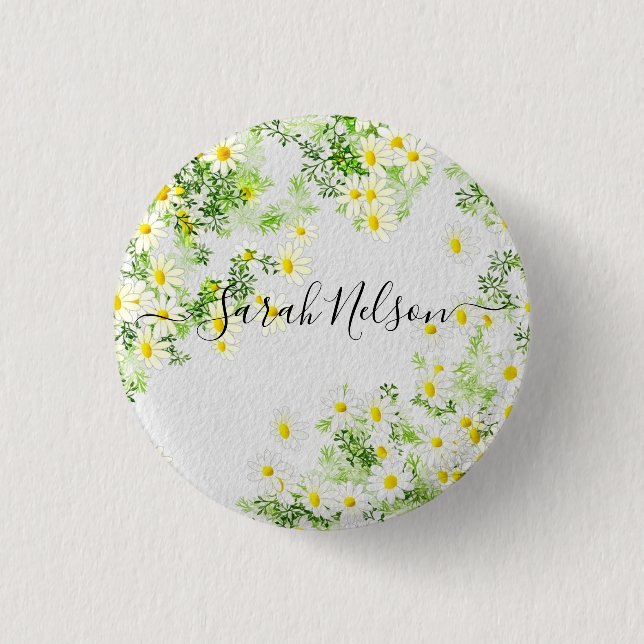  Yellow Chamomile Flowers  3 Cm Round Badge (Front)
