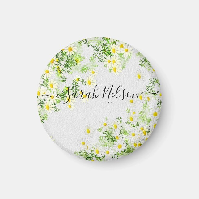  Yellow Chamomile Flowers Magnet (Front)