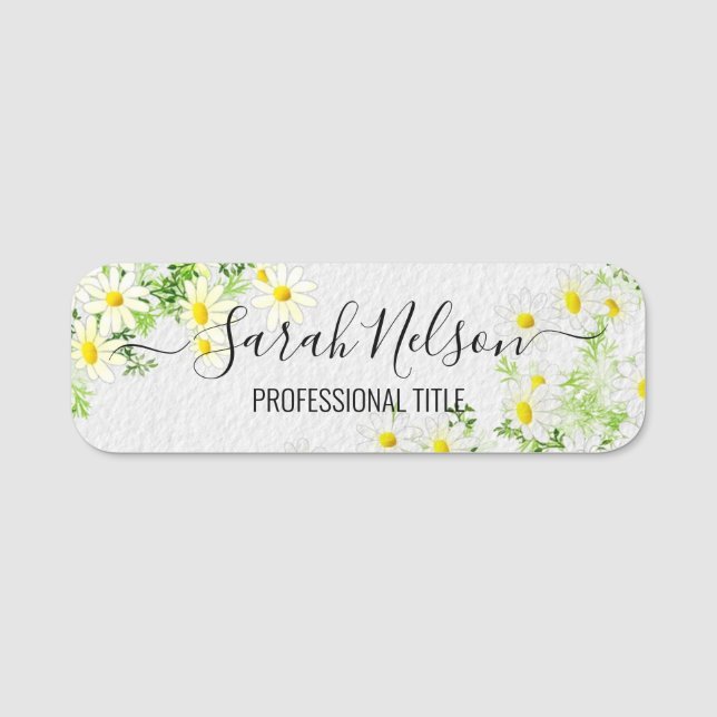  Yellow Chamomile Flowers Name Tag (Front)