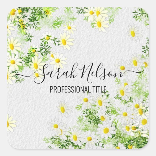  Yellow Chamomile Flowers  Square Sticker (Front)
