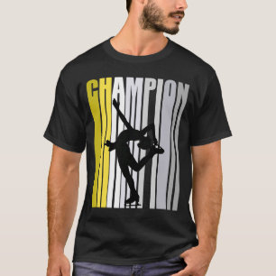 Yellow Champion Ice Skating Birthday Retro Fancy F T-Shirt