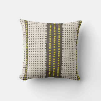 Yellow Charcoal Geometric Grid Modern knit crossha Cushion