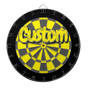 Yellow, Charcoal Grey, And Black Fun Custom Design Dartboard