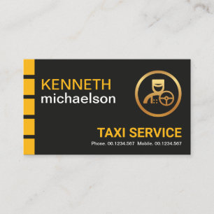 Yellow Check Dual Name Colours Taxi Driver Business Card