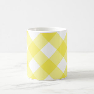 Yellow Check Plaid Classic White Mug