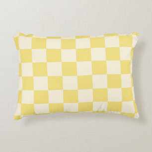 Yellow Checkerboard Decorative Cushion