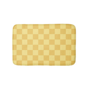 Yellow Checkerboard Pattern Bath Mat