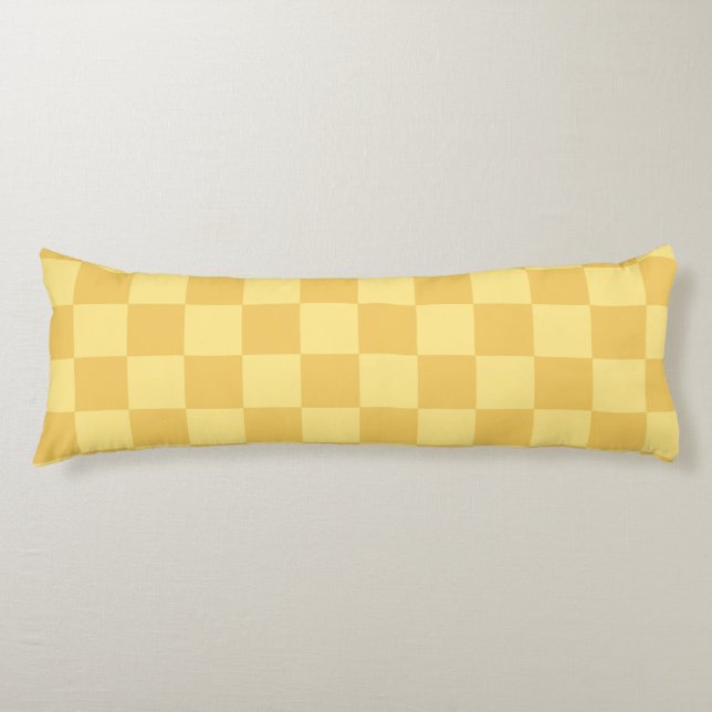Yellow Checkerboard Pattern Body Cushion (Front)