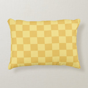 Yellow Checkerboard Pattern Decorative Cushion