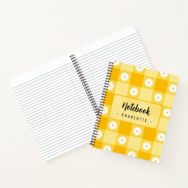 Yellow Checkered Floral Notebook (Inside)