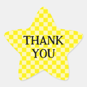 Yellow Checkered Thank You Star Sticker