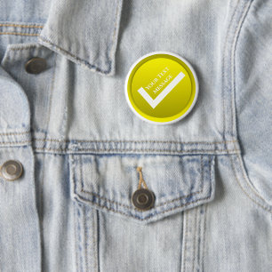 Yellow Checkmark Symbol 6 Cm Round Badge