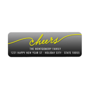 Yellow Cheers Calligraphy Script Holiday Address