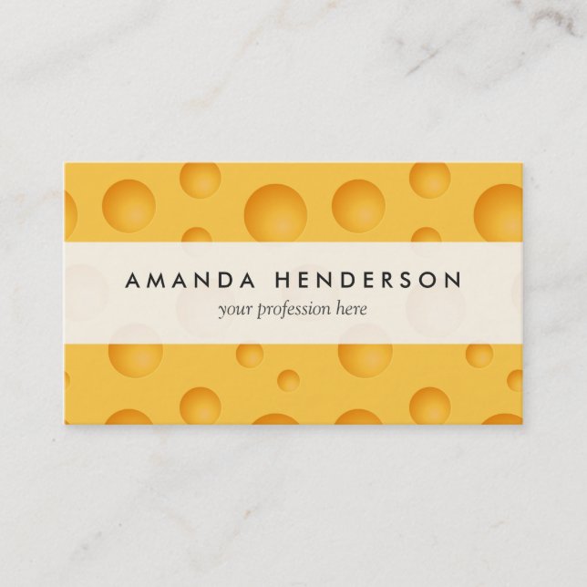Yellow Cheese Pattern Business Card (Front)