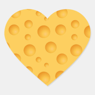 Yellow Cheese Pattern Heart Sticker
