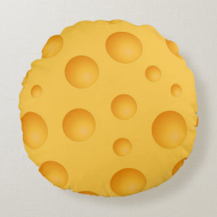 Yellow Cheese Pattern Round Cushion