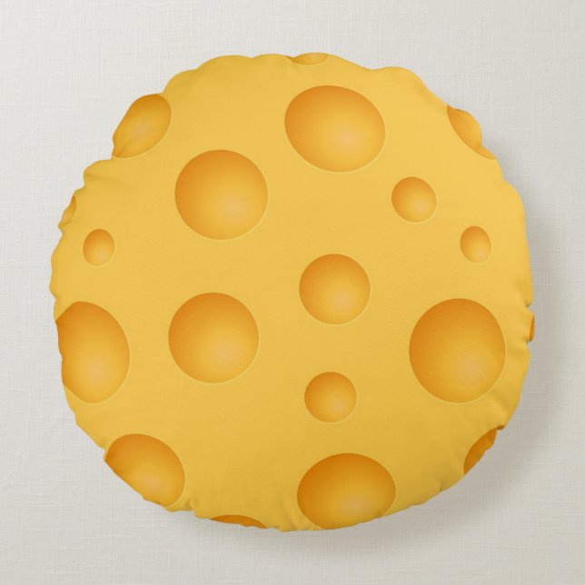Yellow Cheese Pattern Round Cushion (Front)