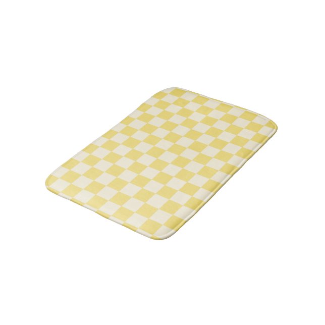 Yellow Chequerboard Bath Mat (Angled)