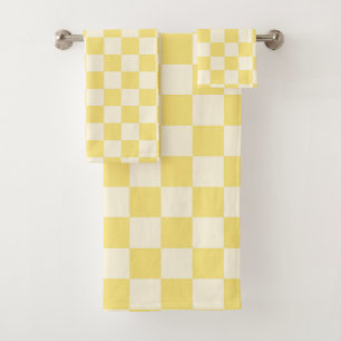 Yellow Chequerboard Bath Towel Set