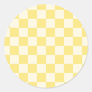 Yellow Chequerboard Classic Round Sticker