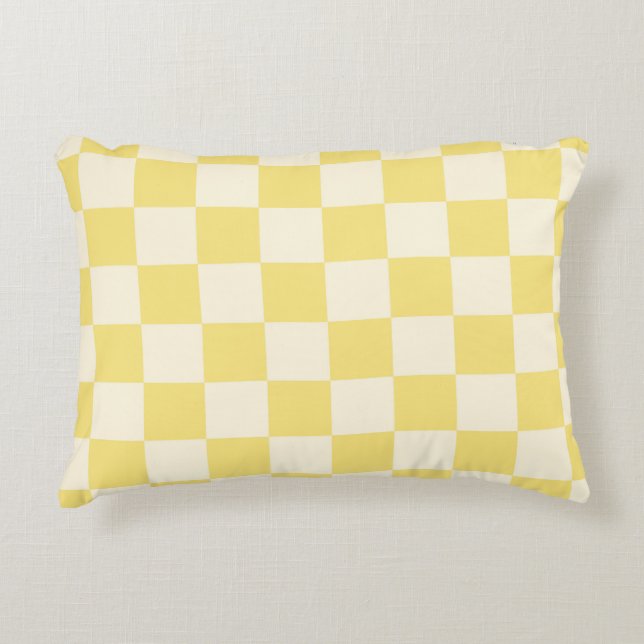 Yellow Chequerboard Decorative Cushion (Front)
