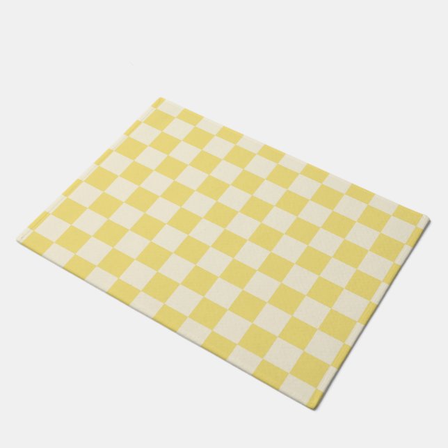 Yellow Chequerboard Doormat (Angled)