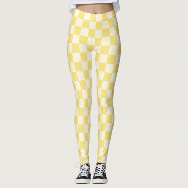 Yellow Chequerboard Leggings (Front)