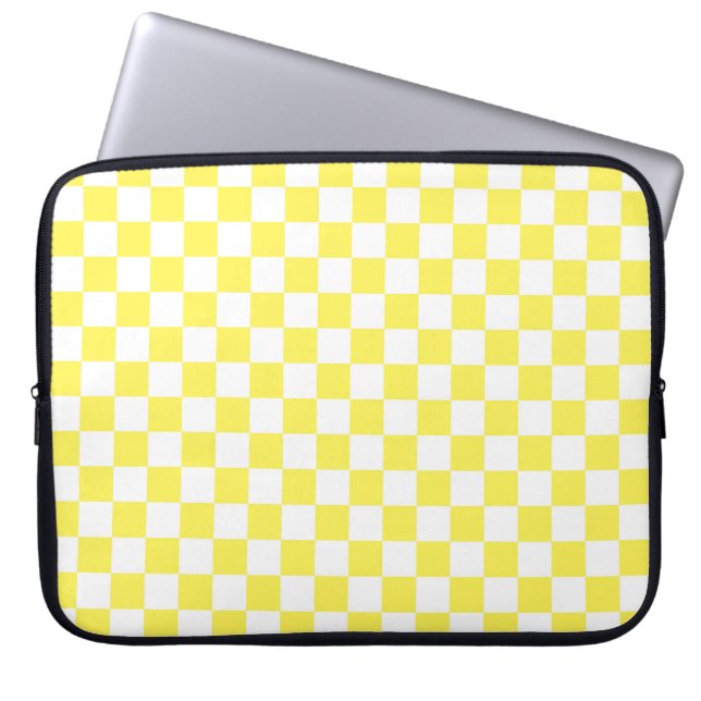 Yellow Chequerboard Pattern Laptop Sleeve (Front)