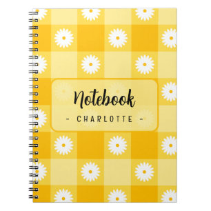 Yellow Chequered Floral Notebook