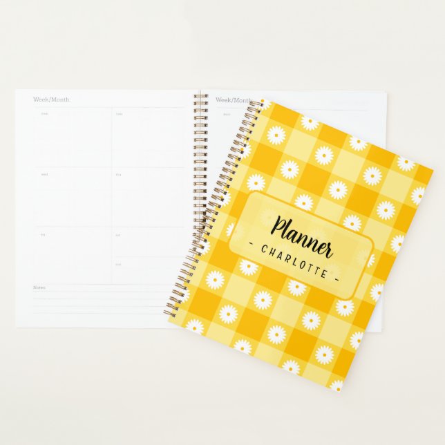 Yellow Chequered Floral Planner (Display)