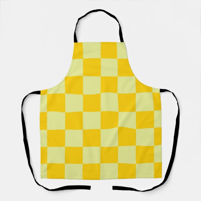 Yellow Chequered Gingham Pattern Apron (Front)
