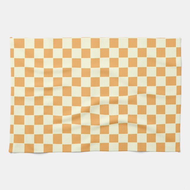 yellow chequered tea towel (Horizontal)