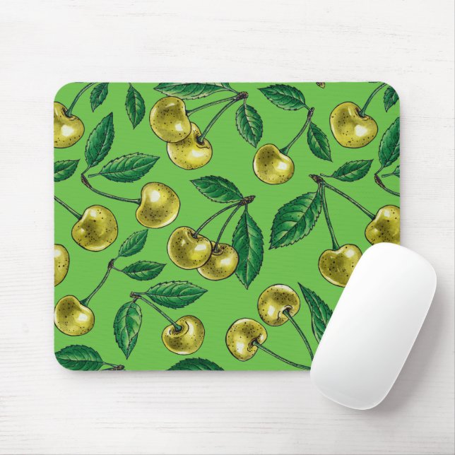 Yellow cherries mouse mat (With Mouse)