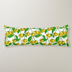 Yellow cherries on white body cushion