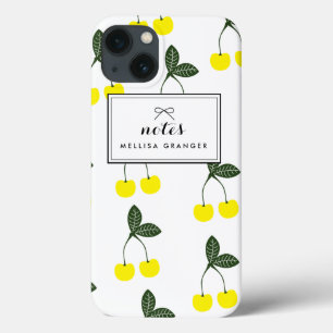 Yellow Cherries Pattern Personalised iPad Case